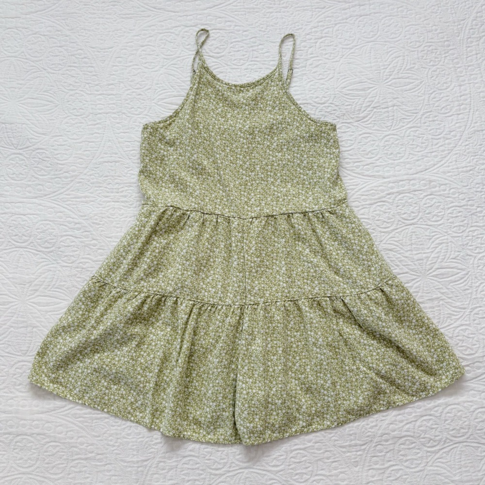Abercrombie Kids Girls' High-Neck Halter Romper Jumpsuit,‎ Green Floral Sz 15/16